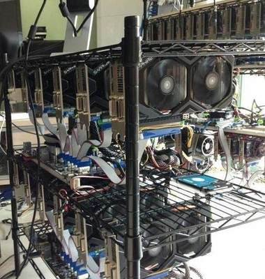 An advanced green mining rig setup, optimized for cryptocurrencies like BTC and ETH with minimal environmental impact